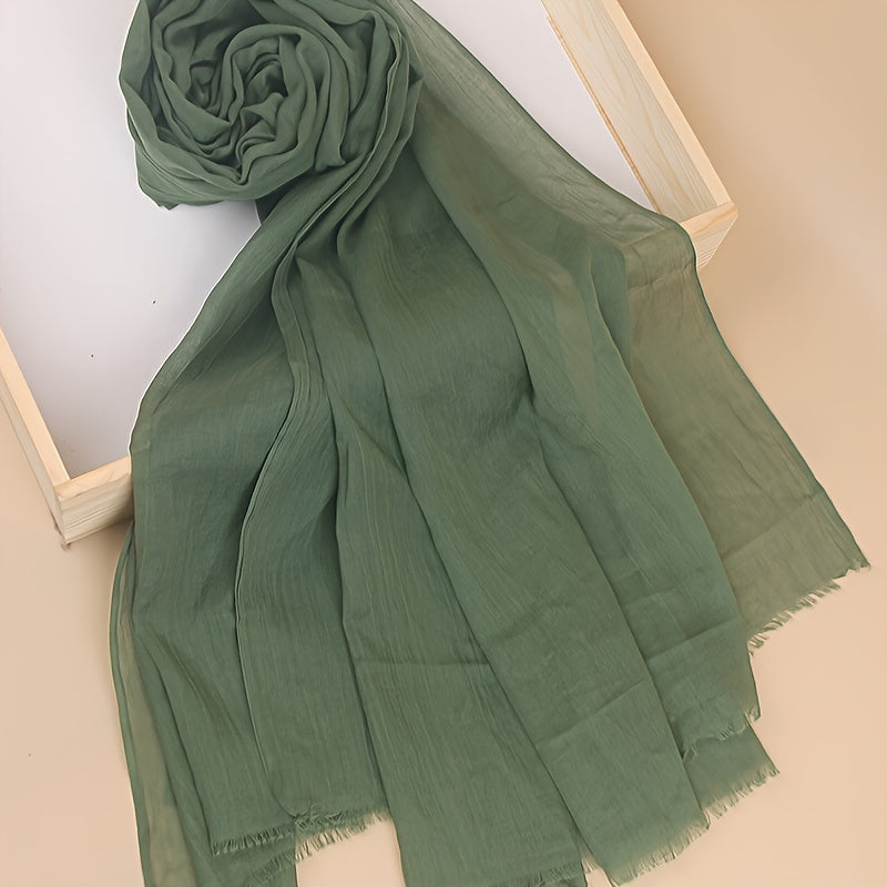 Women's Lightweight Solid Color Scarf Shawl Breathable Soft Polyester Sun Protection