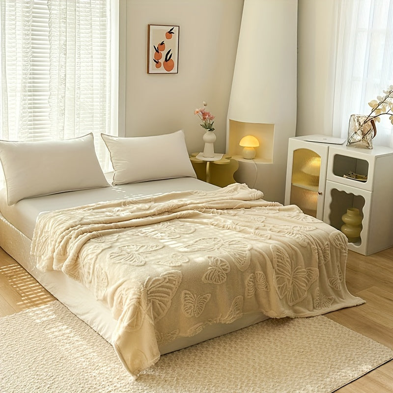 3D Butterfly Milk Fleece Throw Blanket for Bed Sofa Camping Nap Use