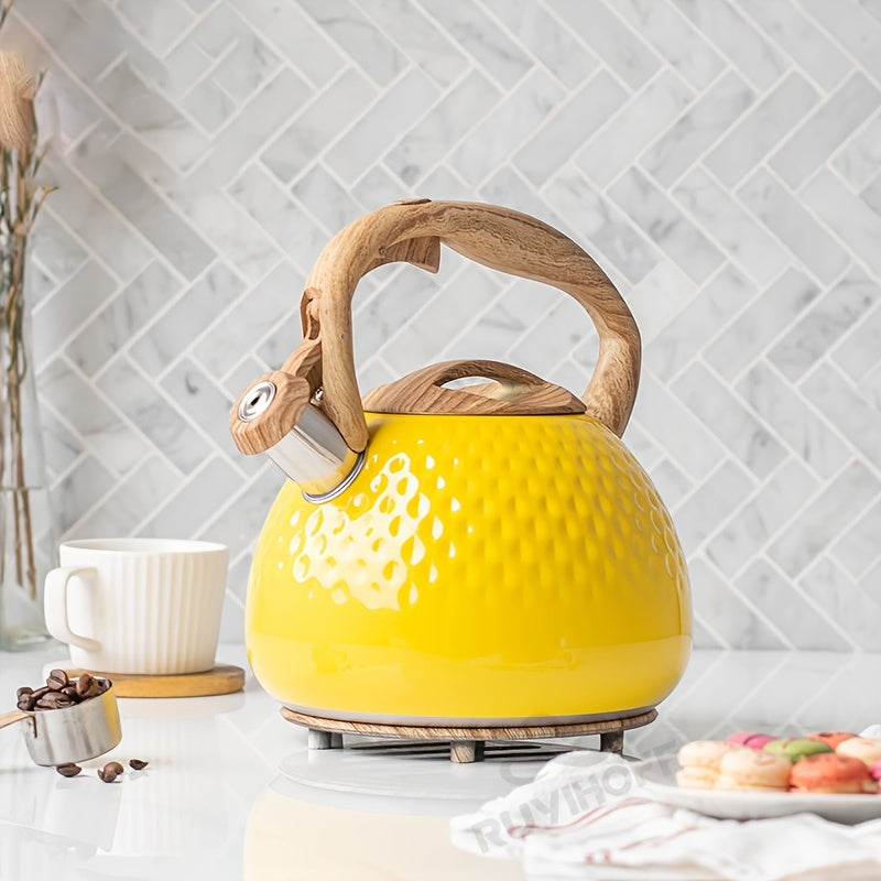 Stainless Steel Whistling Tea Kettle 3L Capacity Rustic Hammered Finish Kitchen