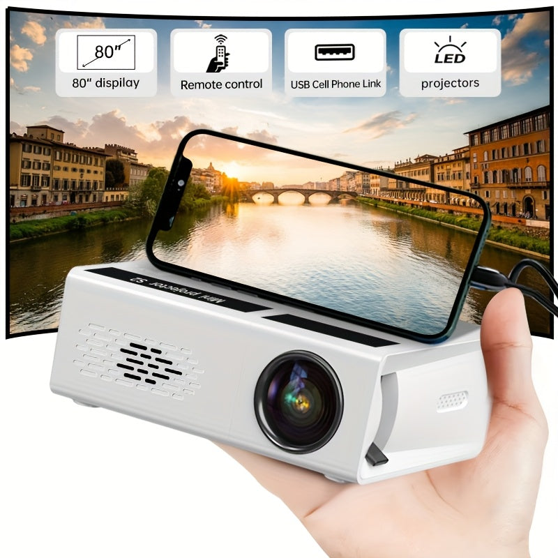 Portable Video Projector LED 1080P Support Built-In Speaker for Office Classroom