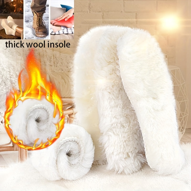 Unisex Thermal Insoles Soft Fur Wool for Winter Snow Boots Cold Weather