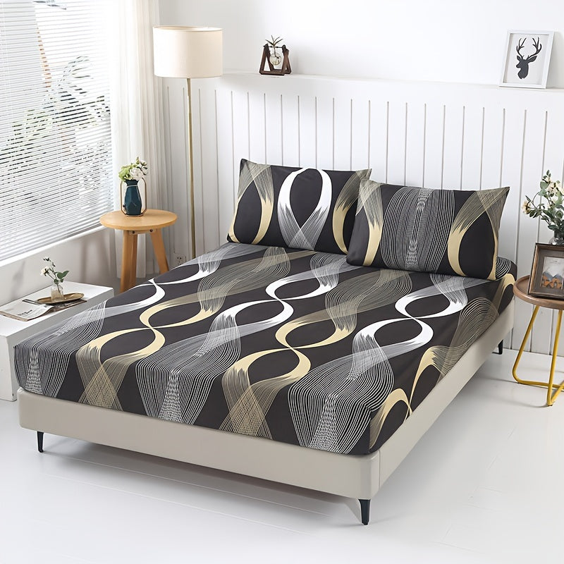 Conjunto de sábanas de felpa con diseño floral geométrico, 3 piezas para dormitorio o hotel