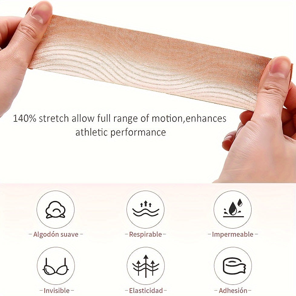 Breathable Breast Lifting Tape with Nipple Pasties for Strapless Dresses and Lingerie