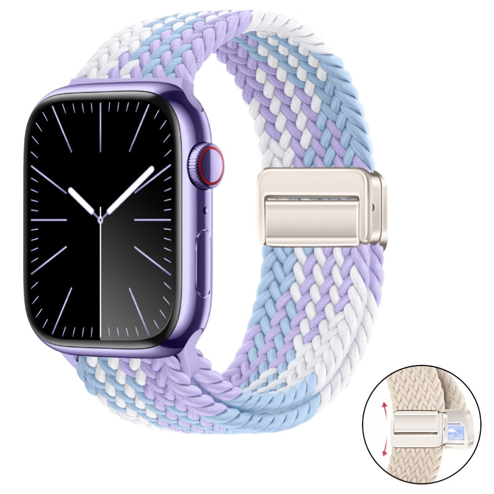 Nylon Watch Strap for Apple iWatch Series 1-9 Magnetic Snap Buckle Loop Compatible with 38mm to 49mm Sizes