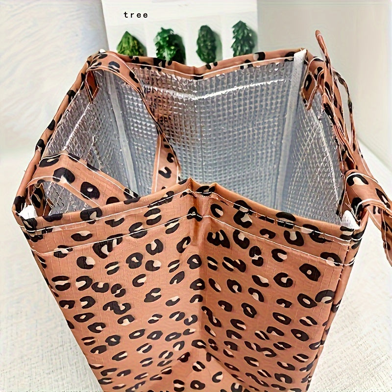 Leopard Pattern Insulated Lunch Bag for Men Women Portable Food Cooler Gift
