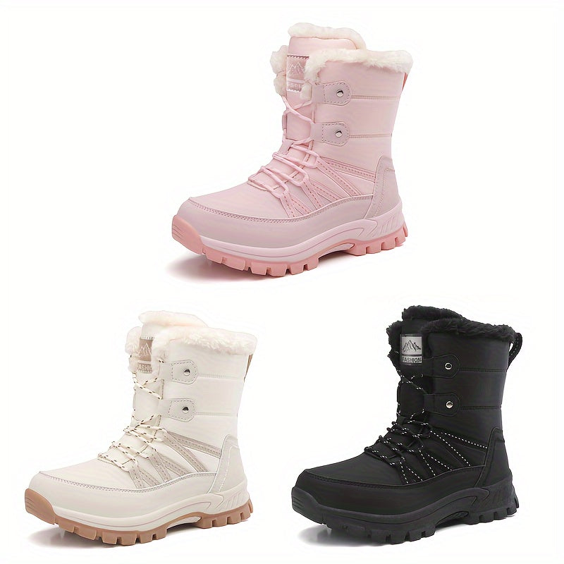 Women’s Snow Boots Platform Lace Up Plush Warm Anti-Slip Winter