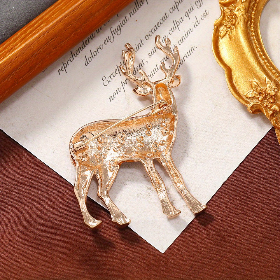Enamel Deer Brooches for Women Animal Lapel Pins Elegant Jewelry Accessories