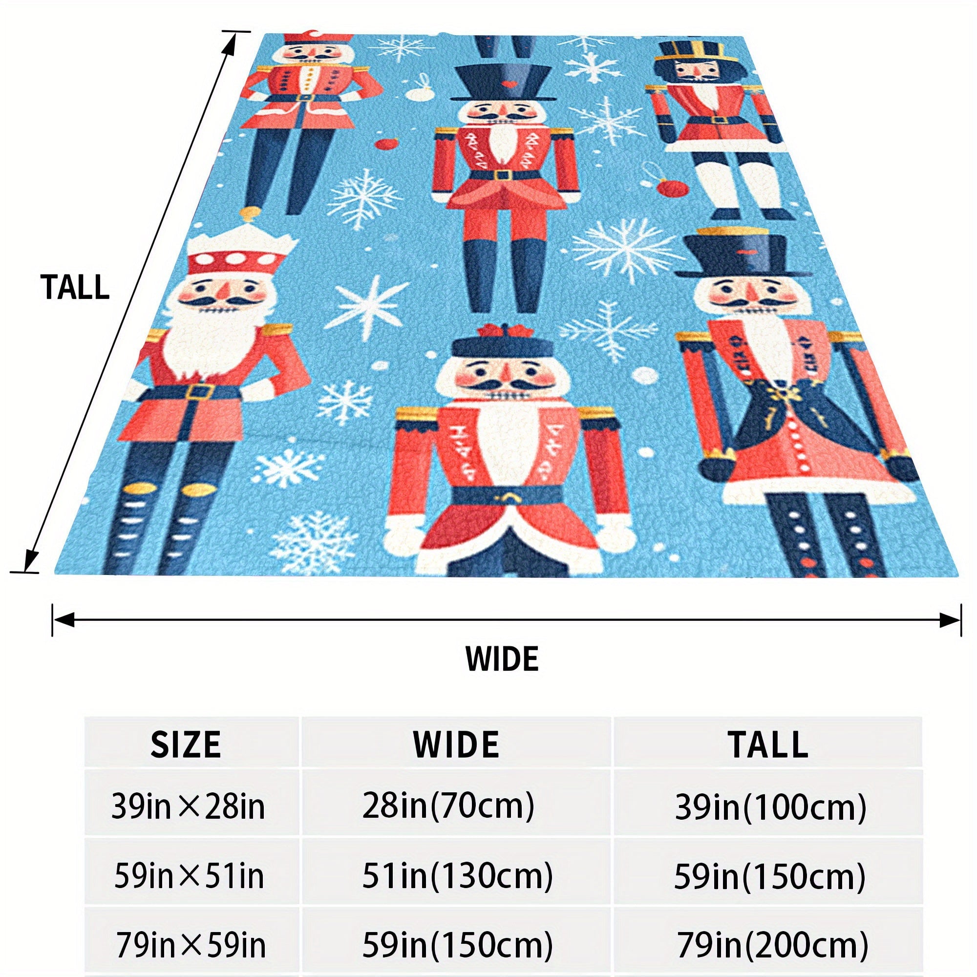 Quilted Polyester Flannel Throw Blanket with Cartoon Nutcracker Pattern for All-Season Use