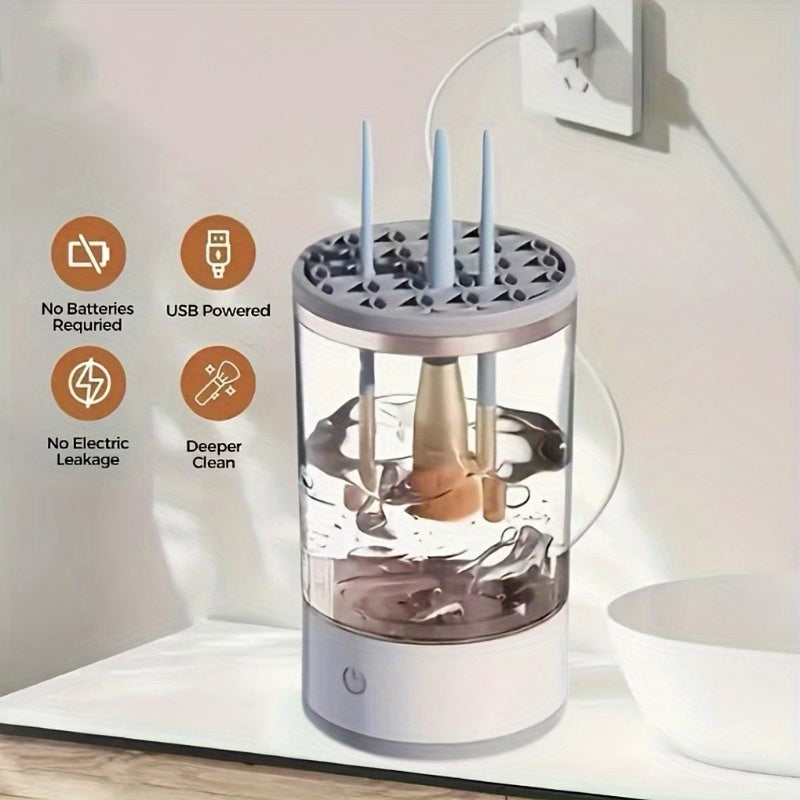 USB quvvatlangan makiyaj cho'tkasi tozalagichi, ko'p tarmoqli tozalash tizimi bilan. Batareya kerak emas, cho'tkalar, go'zallik blenderlari va gubkalar uchun ideal. Oson saqlash uchun ixcham dizayn, xavfsiz 36V volt.