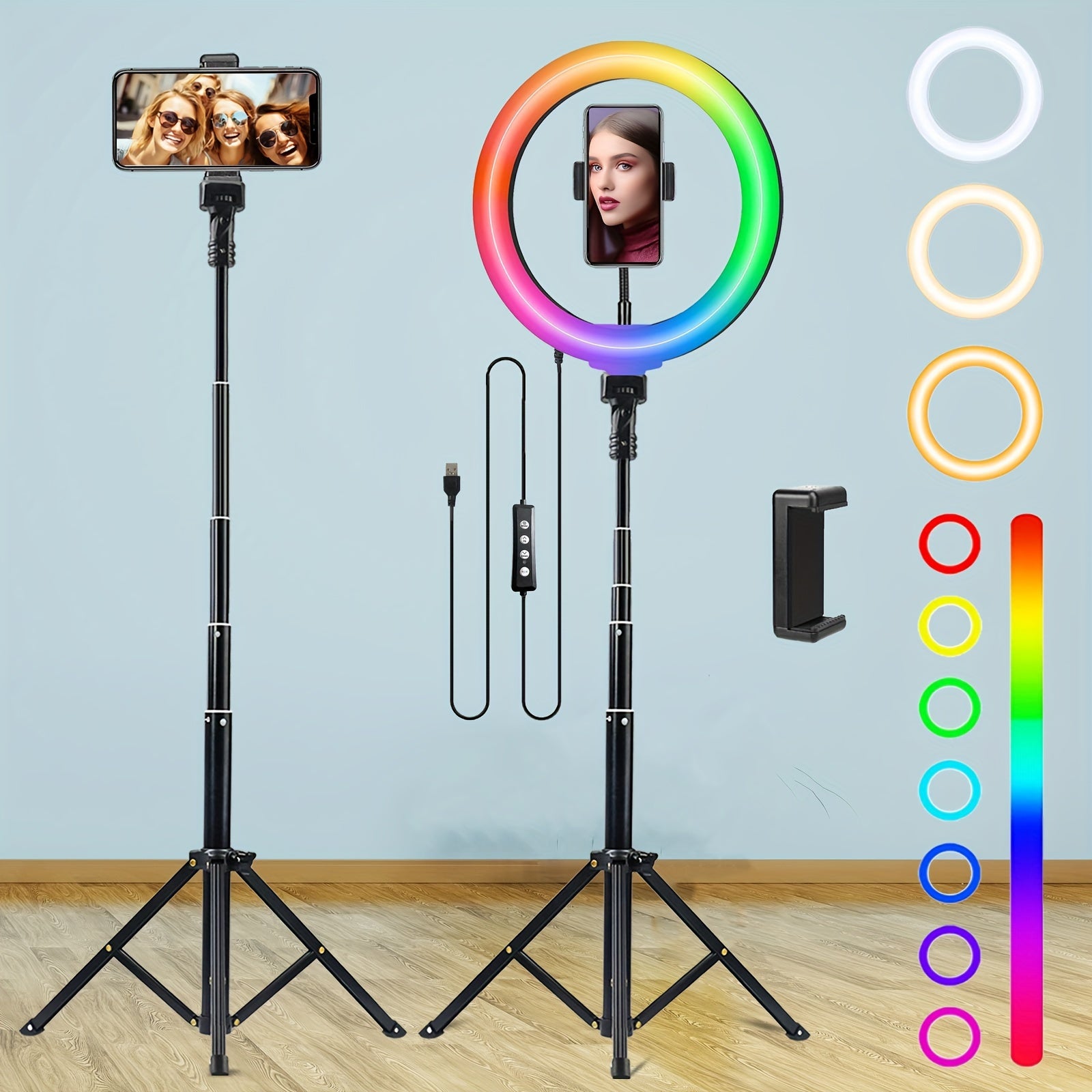 132cm Tripod with 25cm Dimmable Ring Light for Makeup Live Streaming Photography