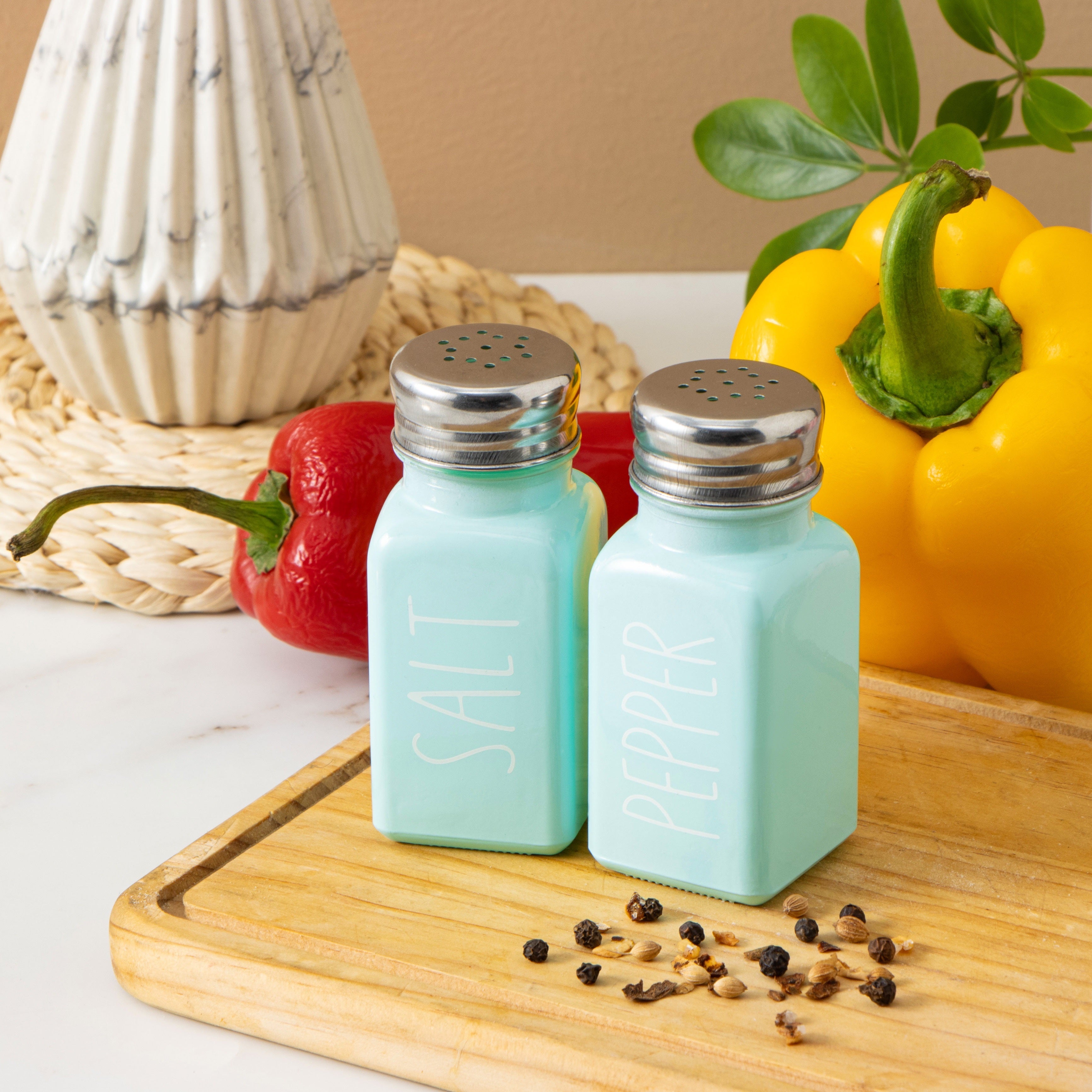 Ceramic Salt and Pepper Shakers Set for Kitchen and Outdoor Use