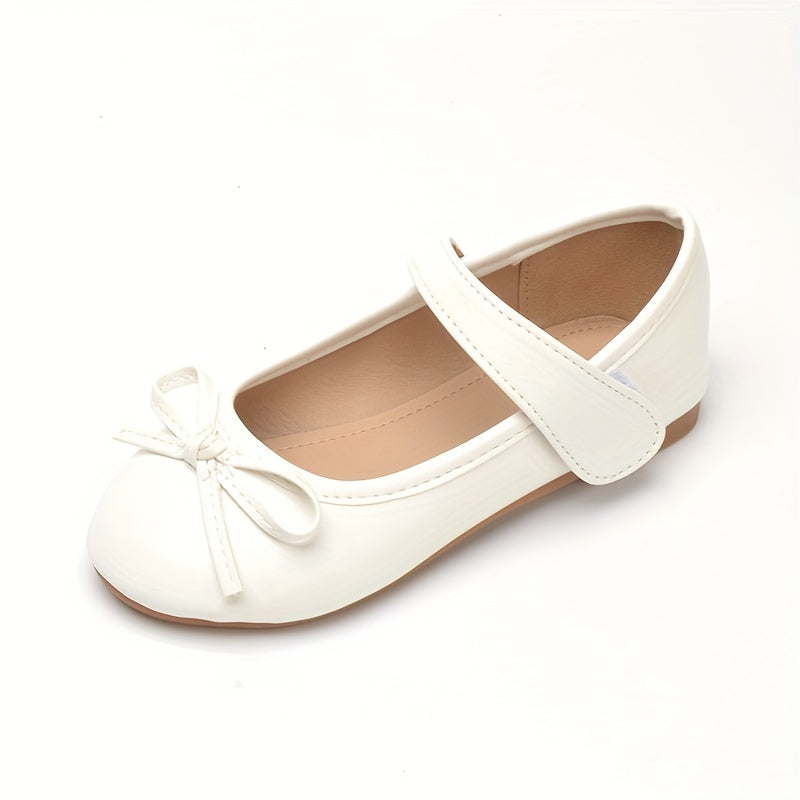 Girls Mary Jane Shoes with Non-Slip Soles Bow Embellishment Casual Flats for Students