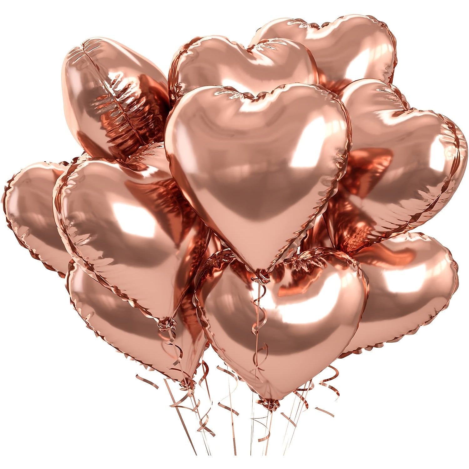 10-Pack Heart-Shaped Aluminum Foil Balloons for Valentine's Day Birthdays and Celebrations