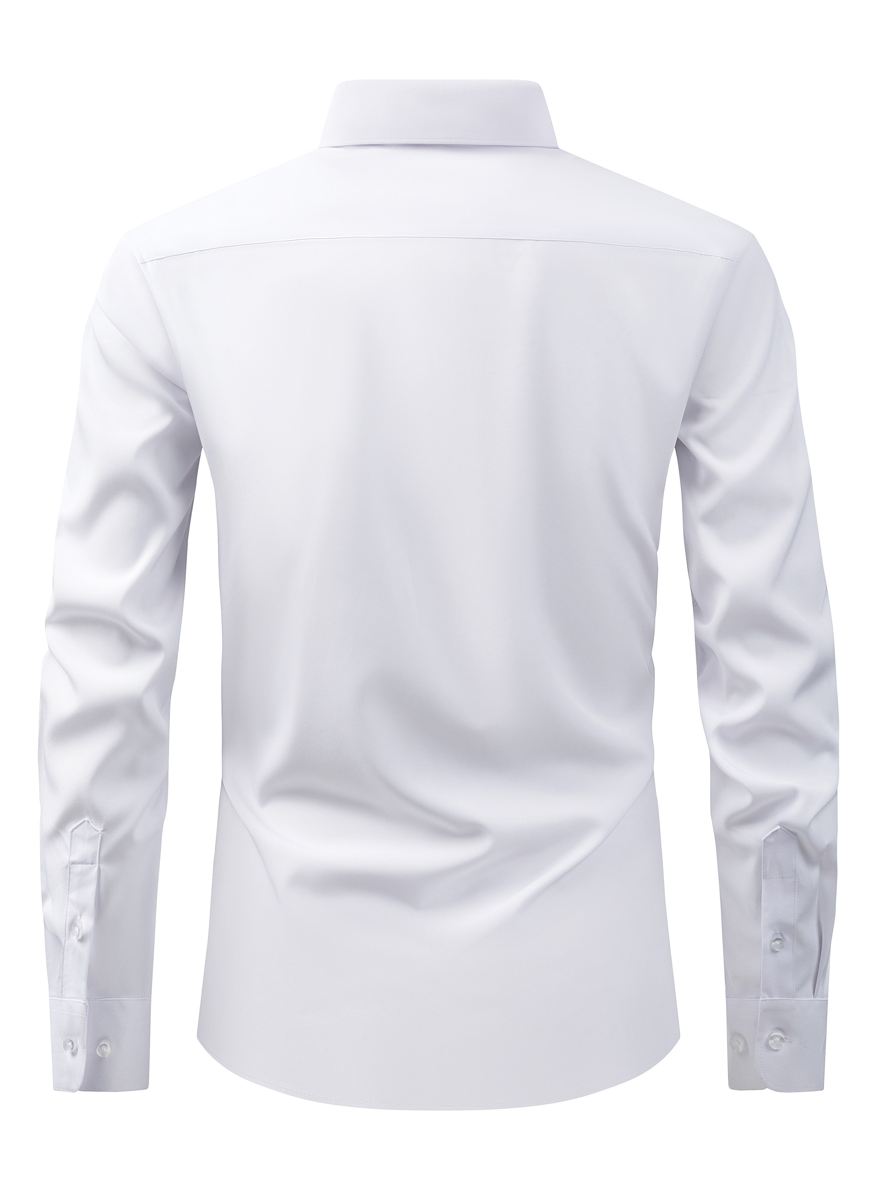 Men's Black Long Sleeve Shirt with Lapel Collar Polyester Stretch Regular Fit for Casual Business