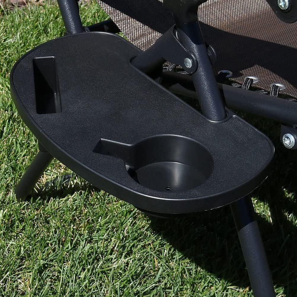 Sostenedor de taza para silla de gravedad cero negra duradera con ranura para teléfono para lounge exterior
