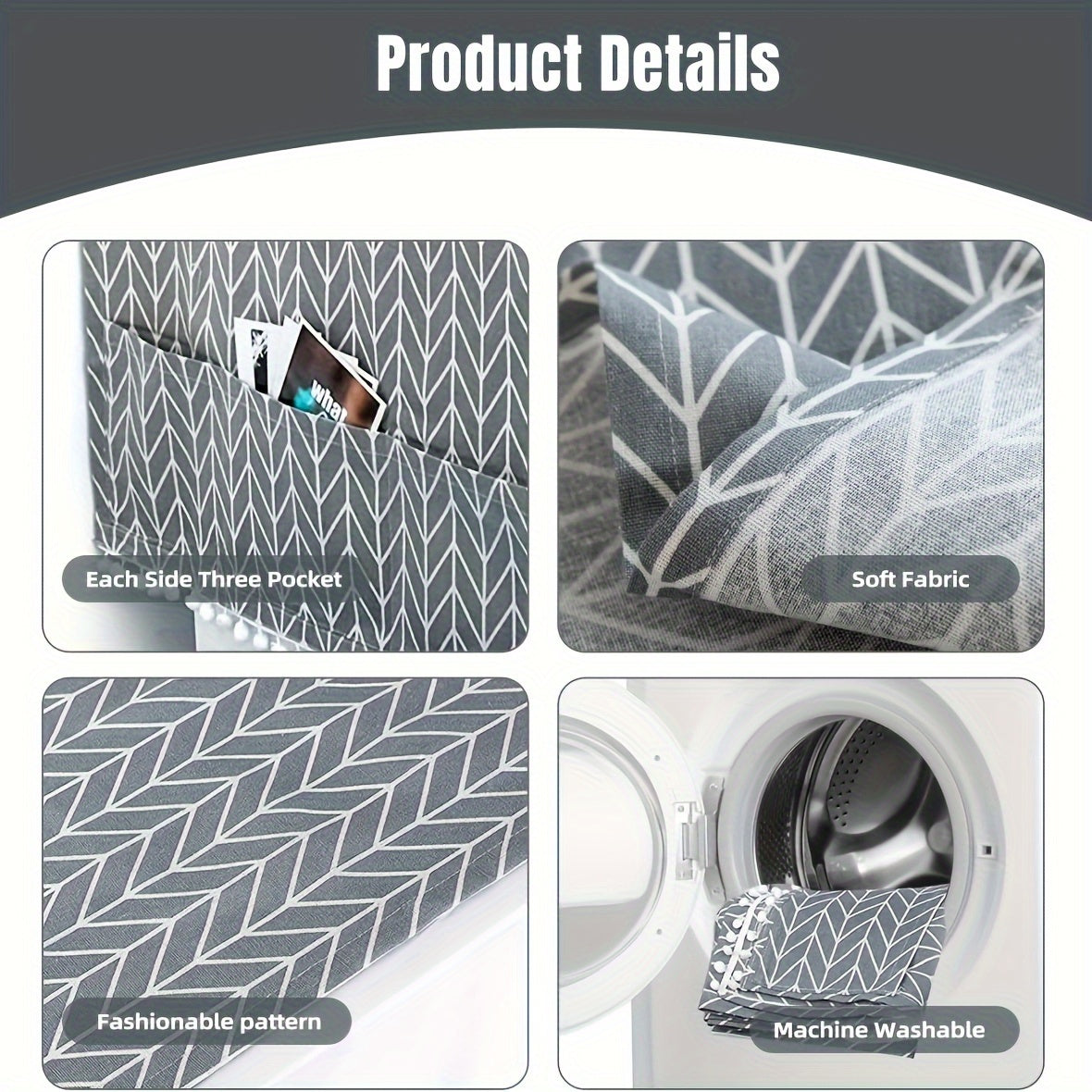 Washer And Dryer Top Cover Waterproof Dust Cover with Storage Bags