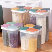 Moisture-Proof Cereal Jar with Divided Compartments for Kitchen Storage