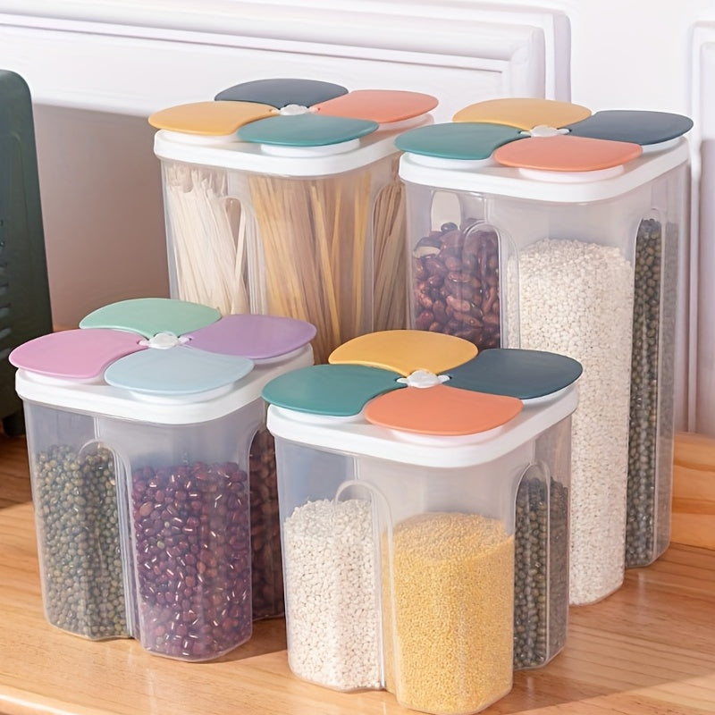 Moisture-Proof Cereal Jar with Divided Compartments for Kitchen Storage