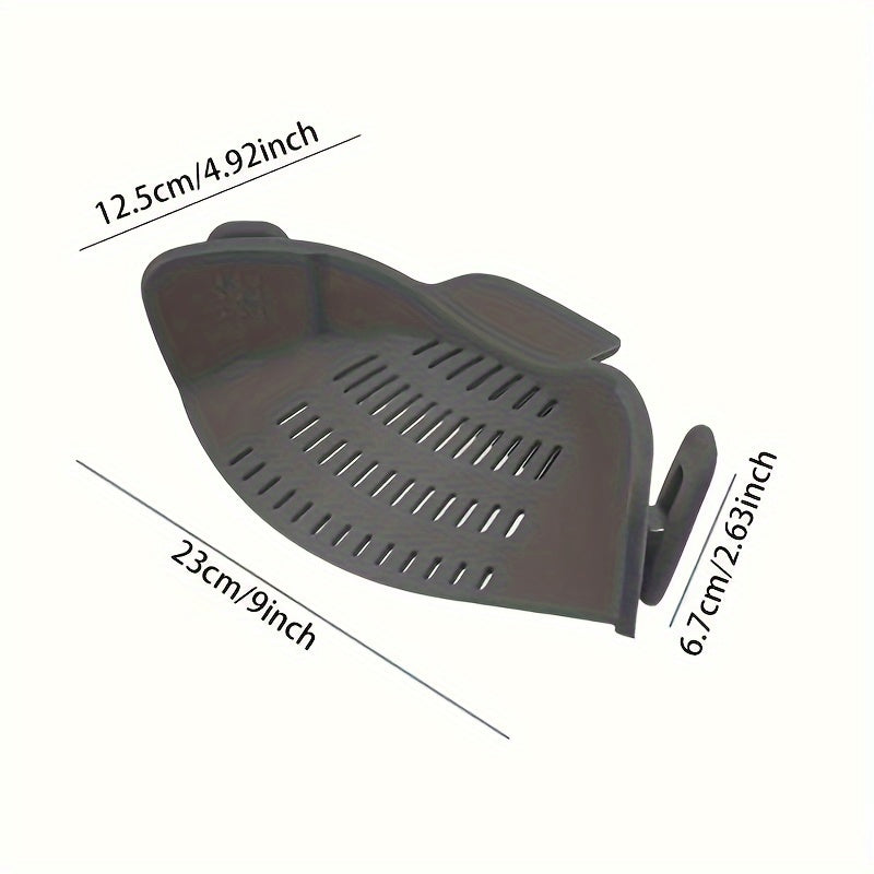 Gray Adjustable Silicone Pot and Pasta Strainer Clip-On Kitchen Colander