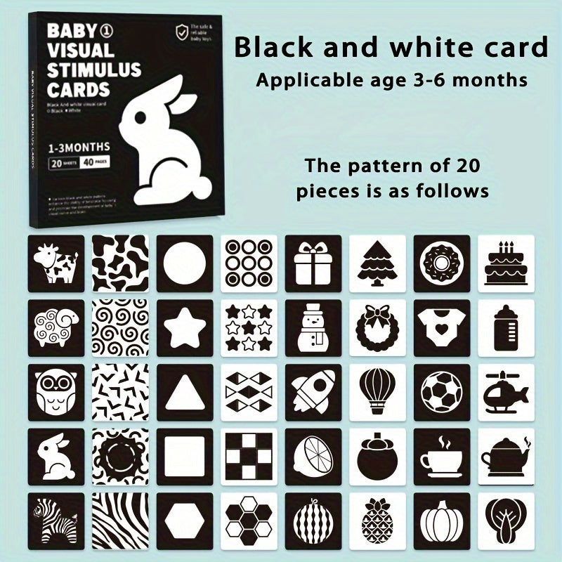 Baby Visual Stimulation Card for Newborns to 3 Years Black and White Early Education Puzzle Toy