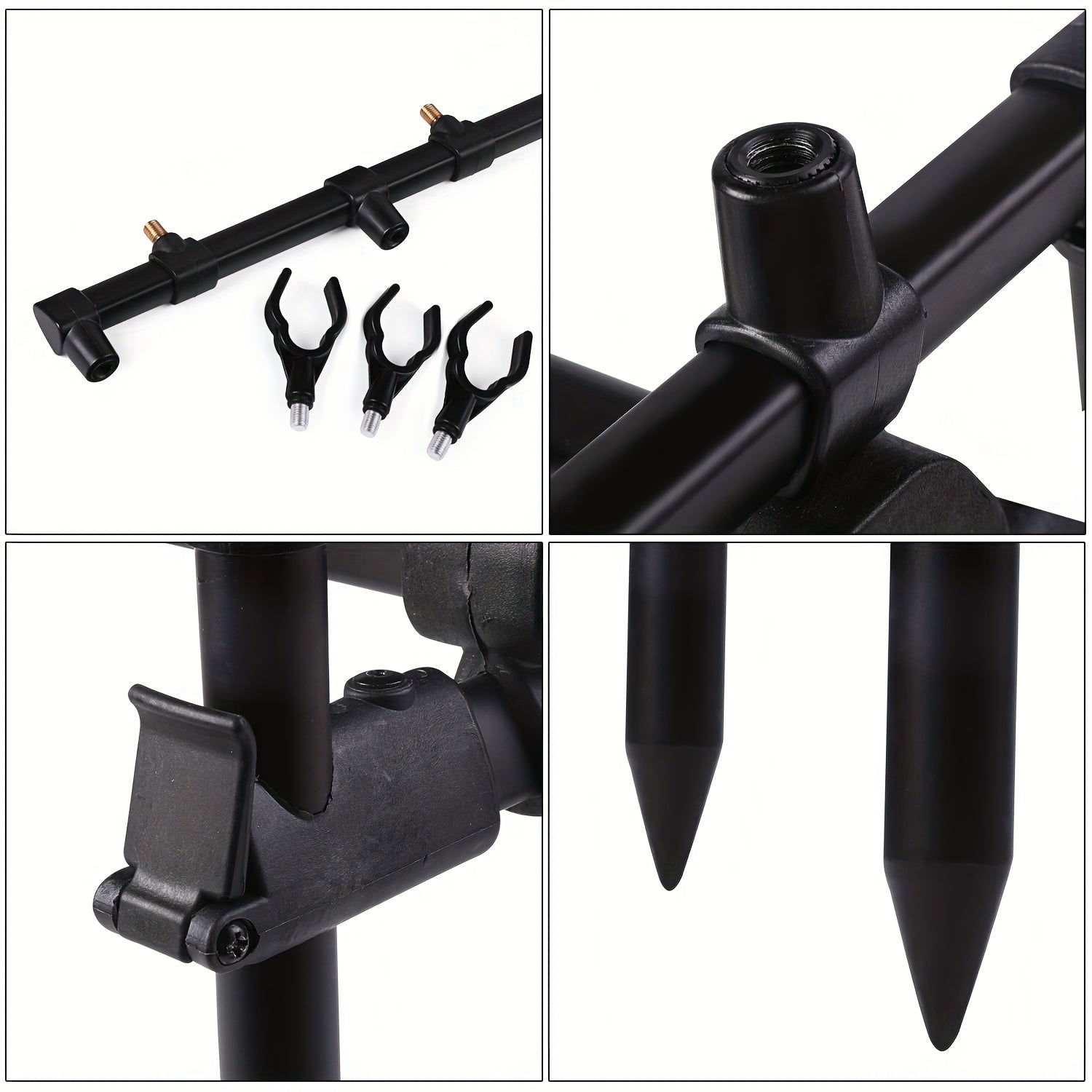 Aluminium Alloy and ABS Material Carp Fishing Pole Rack Black Durable Bracket Shelf