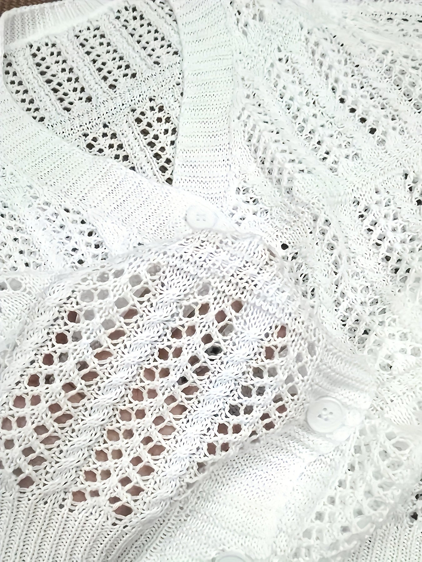 Plus Size Women's Lightweight Lace V-Neck Cardigan with Button Front