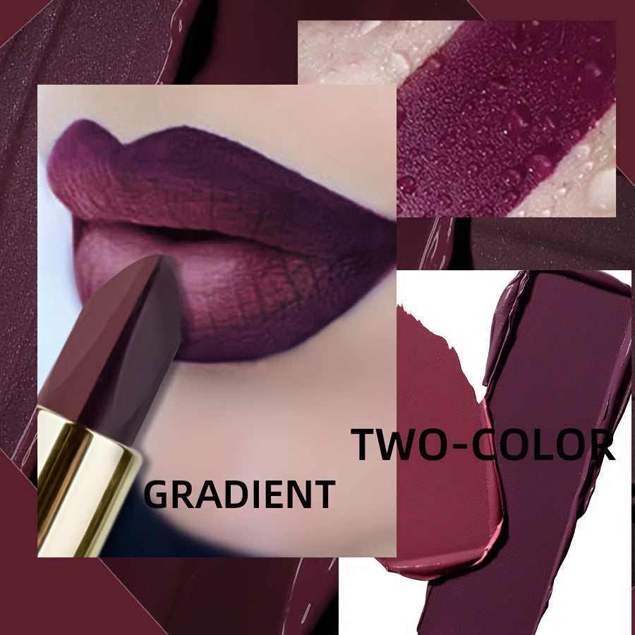 Women Matte Lipstick Waterproof Long-Lasting Burgundy and Gold Shades