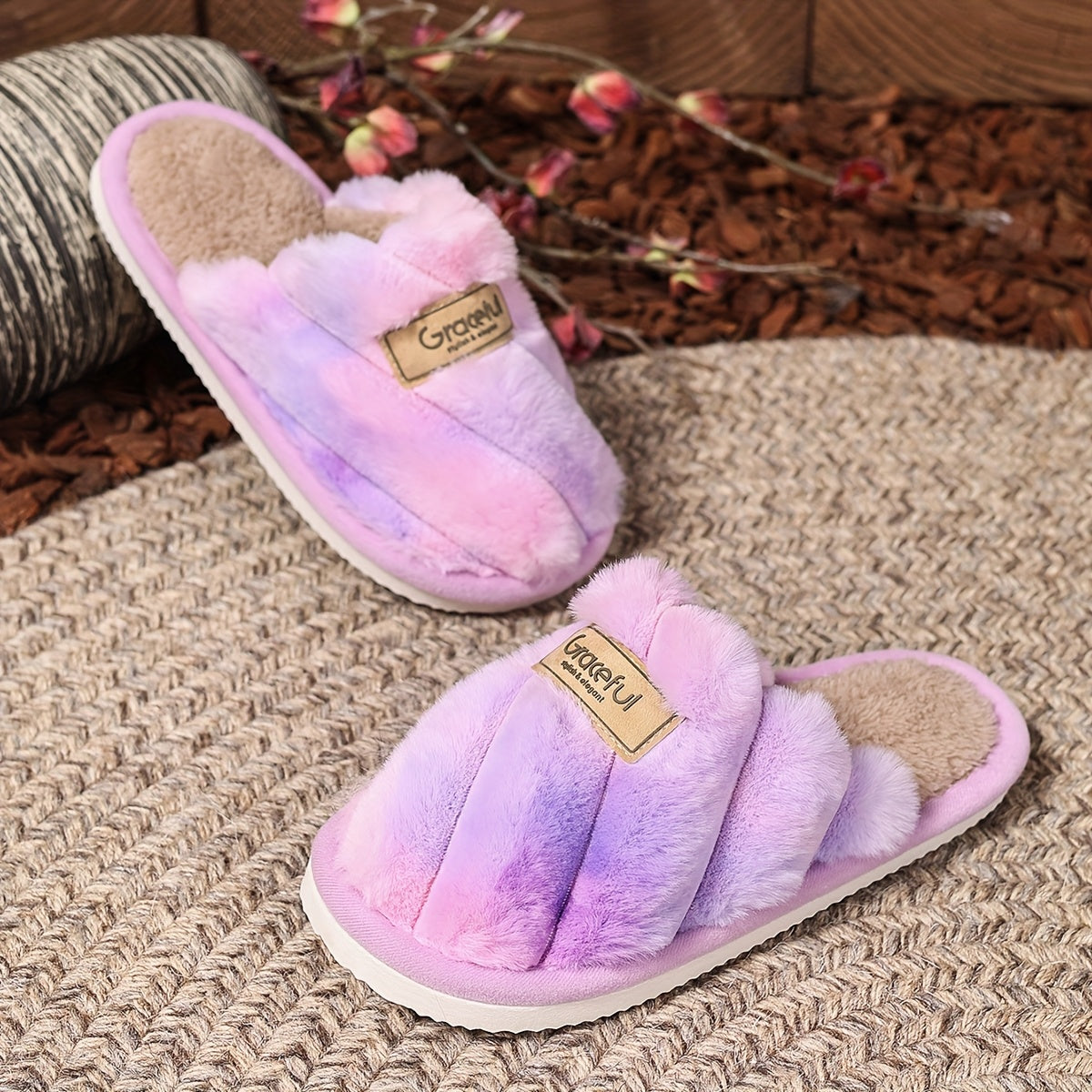 Women's Plush Indoor Outdoor Slippers Non-Slip EVA Sole All-Season
