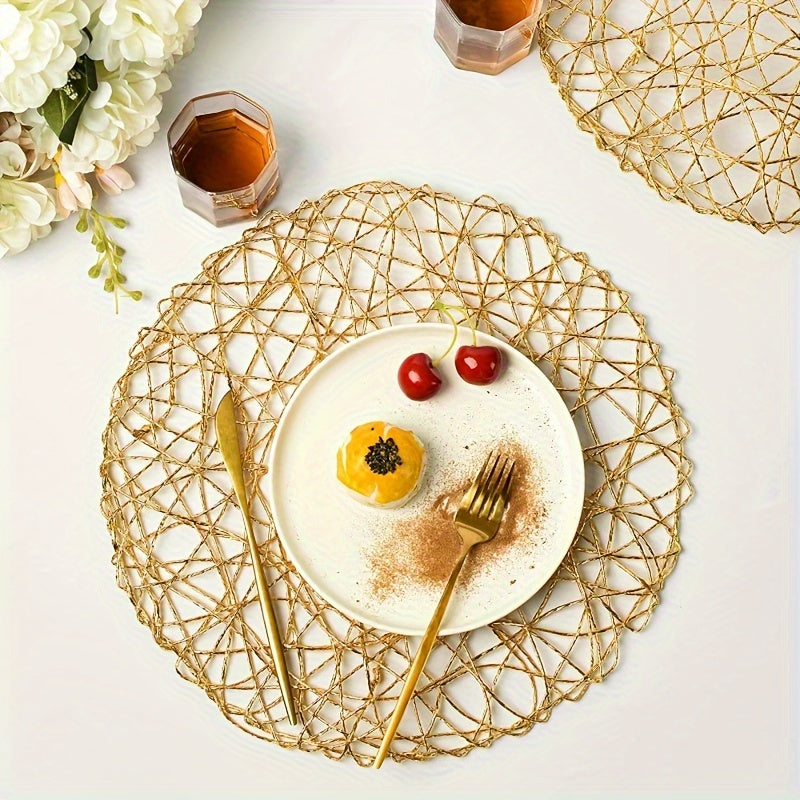 Woven Round Placemats Set of 6 Non-slip Heat-resistant Modern Minimalist Dining Table Decor