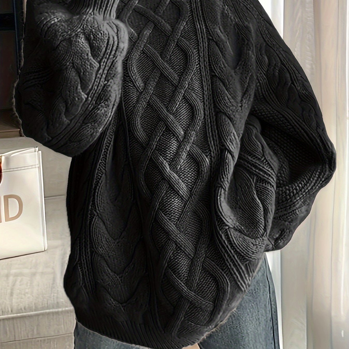 Plus-Size Women's Loose Fitting Knit Sweater Long Sleeve Casual Pullover