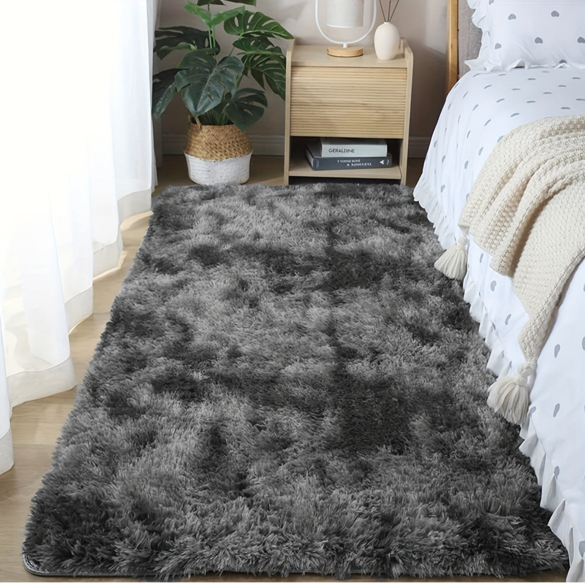 Fluffy Shag Area Rug for Bedroom Non-Slip Tie-Dye Pattern 31.5x62.99 Inches