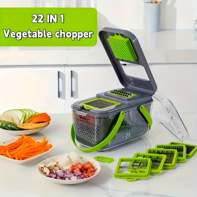 Kitchen Vegetable Cutter Set with 13 Blades, Egg White Filter, Hand Protector