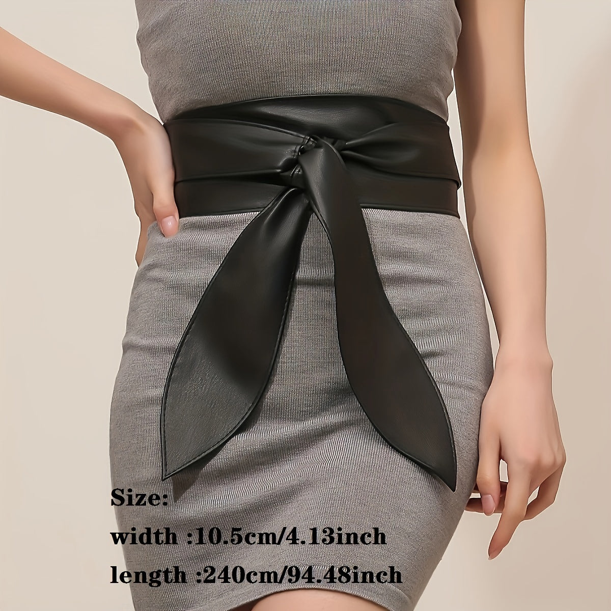 Boho Wide Wrap Cinch Belt with PU Leather Bowknot for Dresses Solid Color