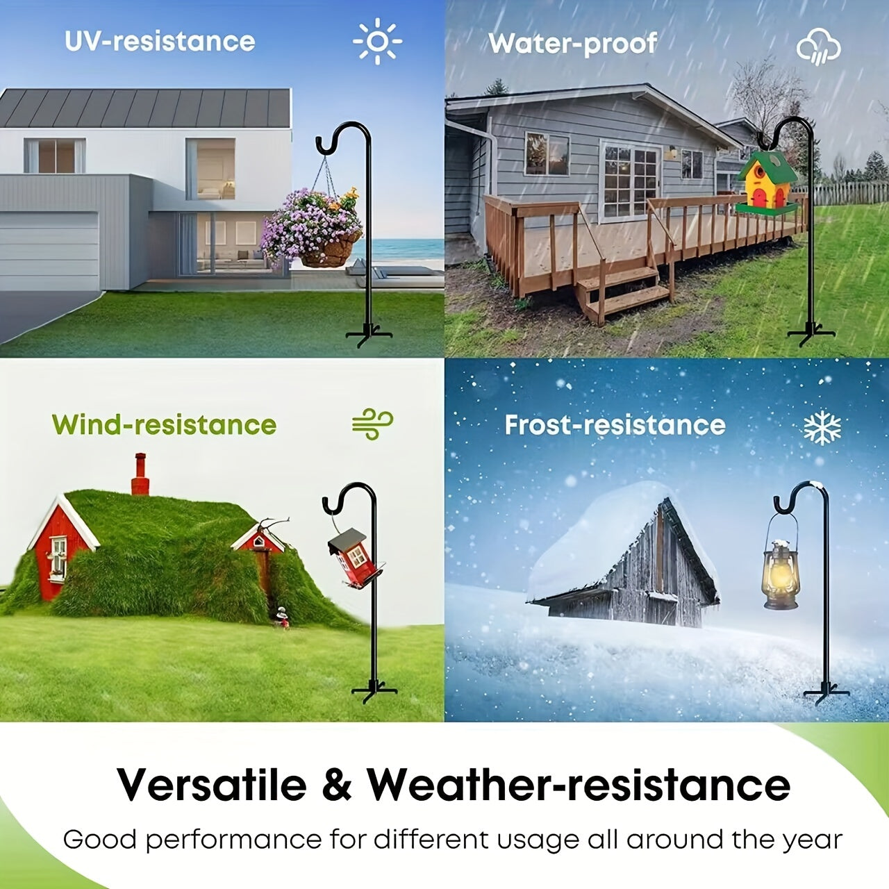 Heavy Duty Garden Shepherd Hooks for Bird Feeders Plant Baskets Solar Lanterns