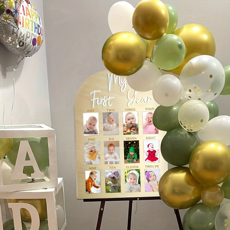 Wooden Milestone Photo Frame for Baby First Birthday Nursery Decoration