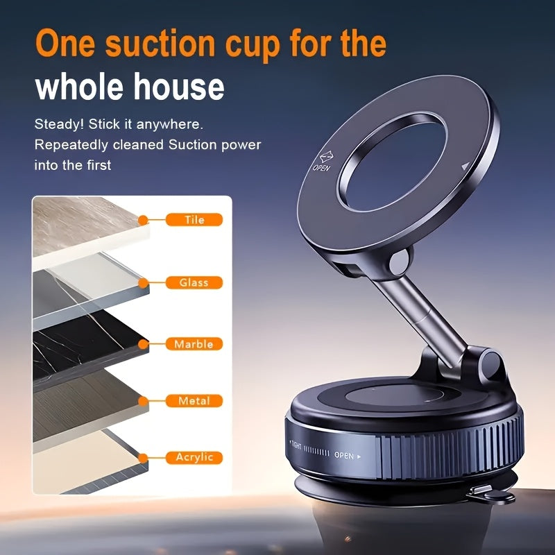 Universal Magnetic Phone Holder 360° Rotating Foldable ABS Black for Car Shower Gym