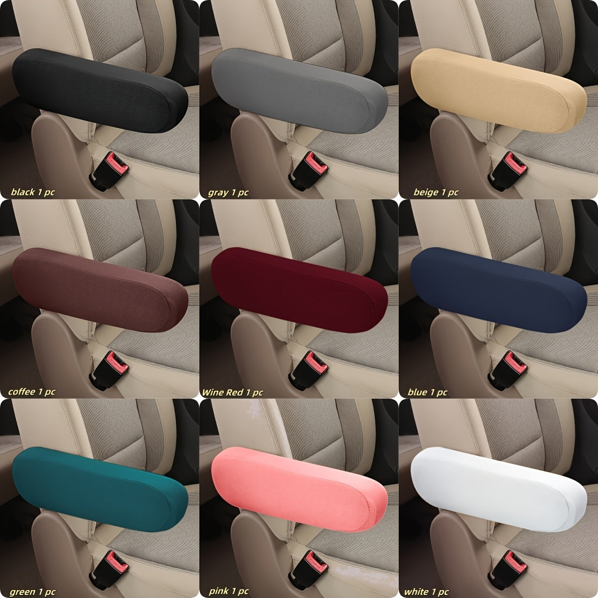 Universal Fit Car Armrest Cover Elastic Dustproof Wear-Resistant Seat Protector Black Grey Beige