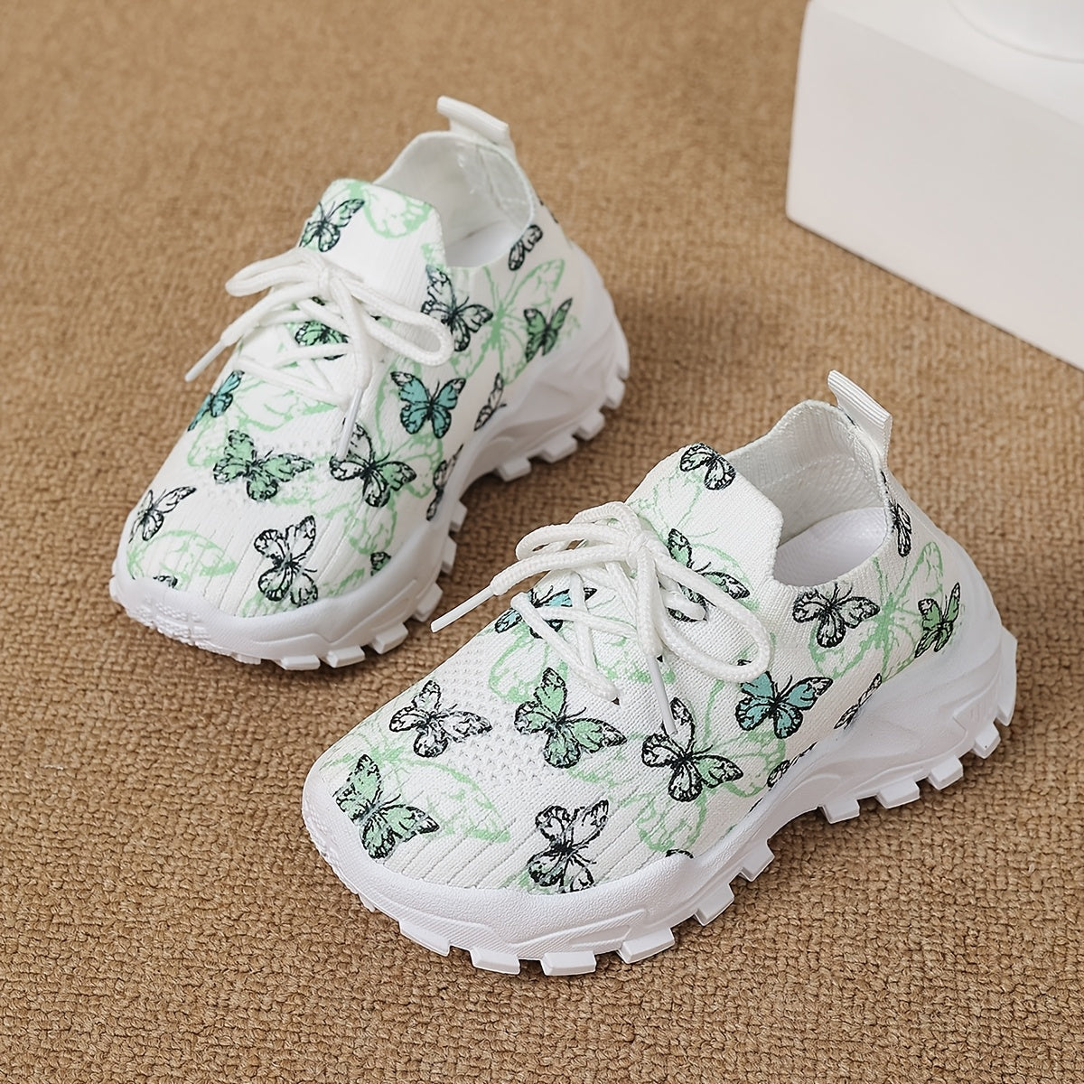 Girls Boys Toddler Butterfly Pattern Casual Sneakers Non-slip Fabric Low Top Running Hiking Outdoor