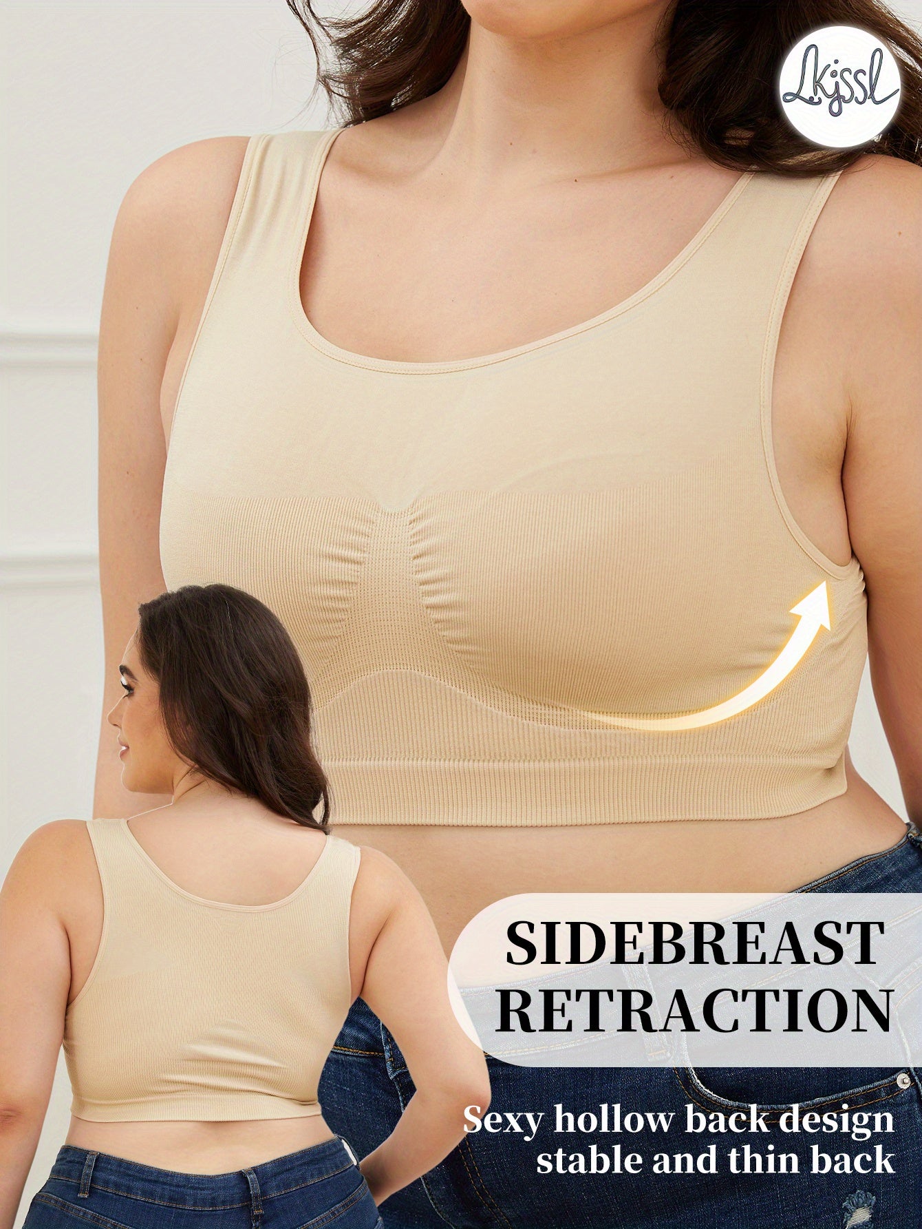 Women's Plus Size Seamless High-Elasticity Push-Up Sports Bra No Underwire