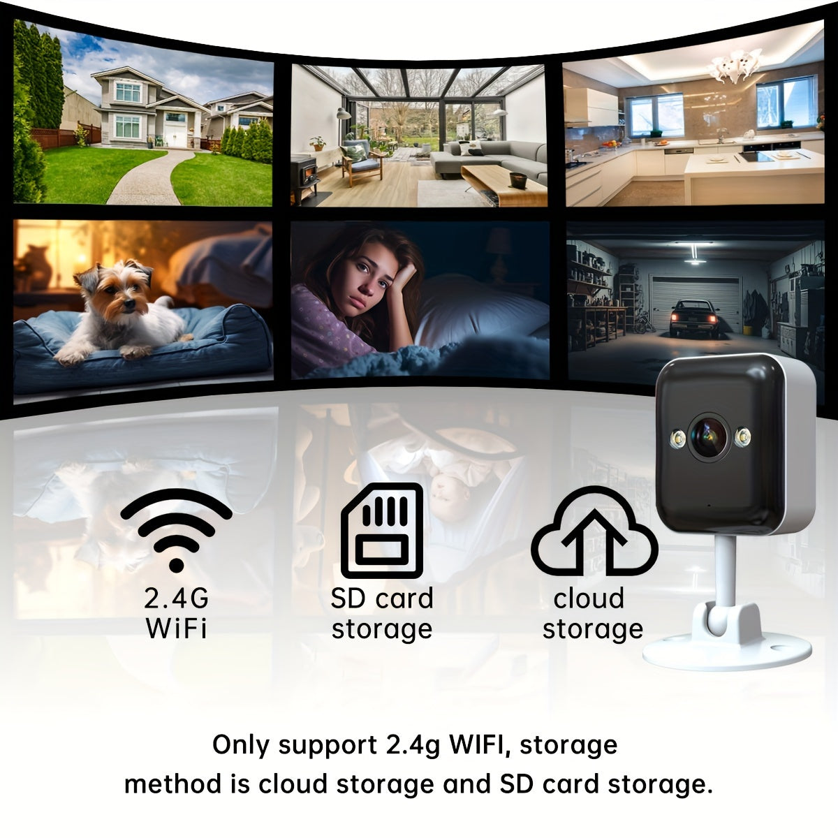 1080P Full HD Wireless Security Camera with Night Vision Two-Way Audio for Home Safety