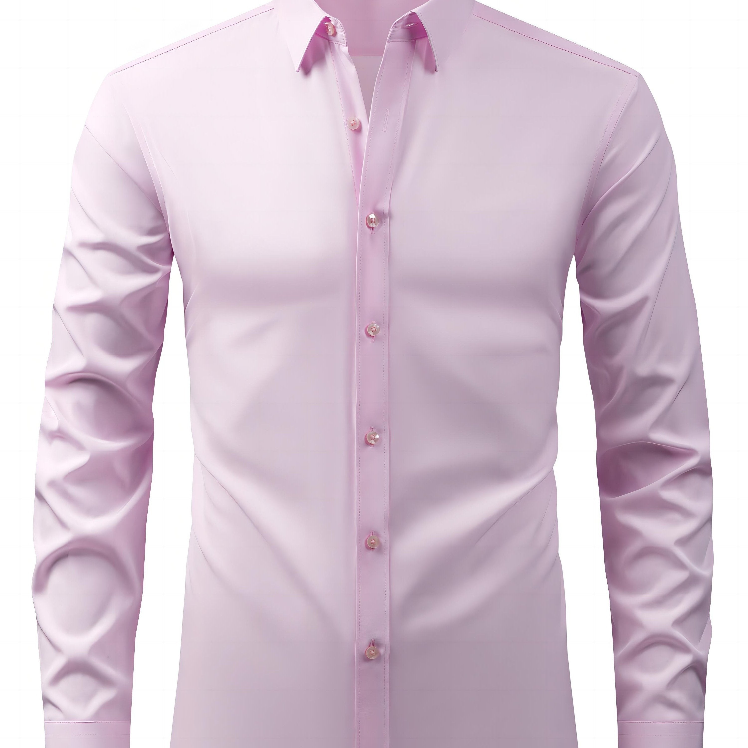 Men's Black Long Sleeve Shirt with Lapel Collar Polyester Stretch Regular Fit for Casual Business