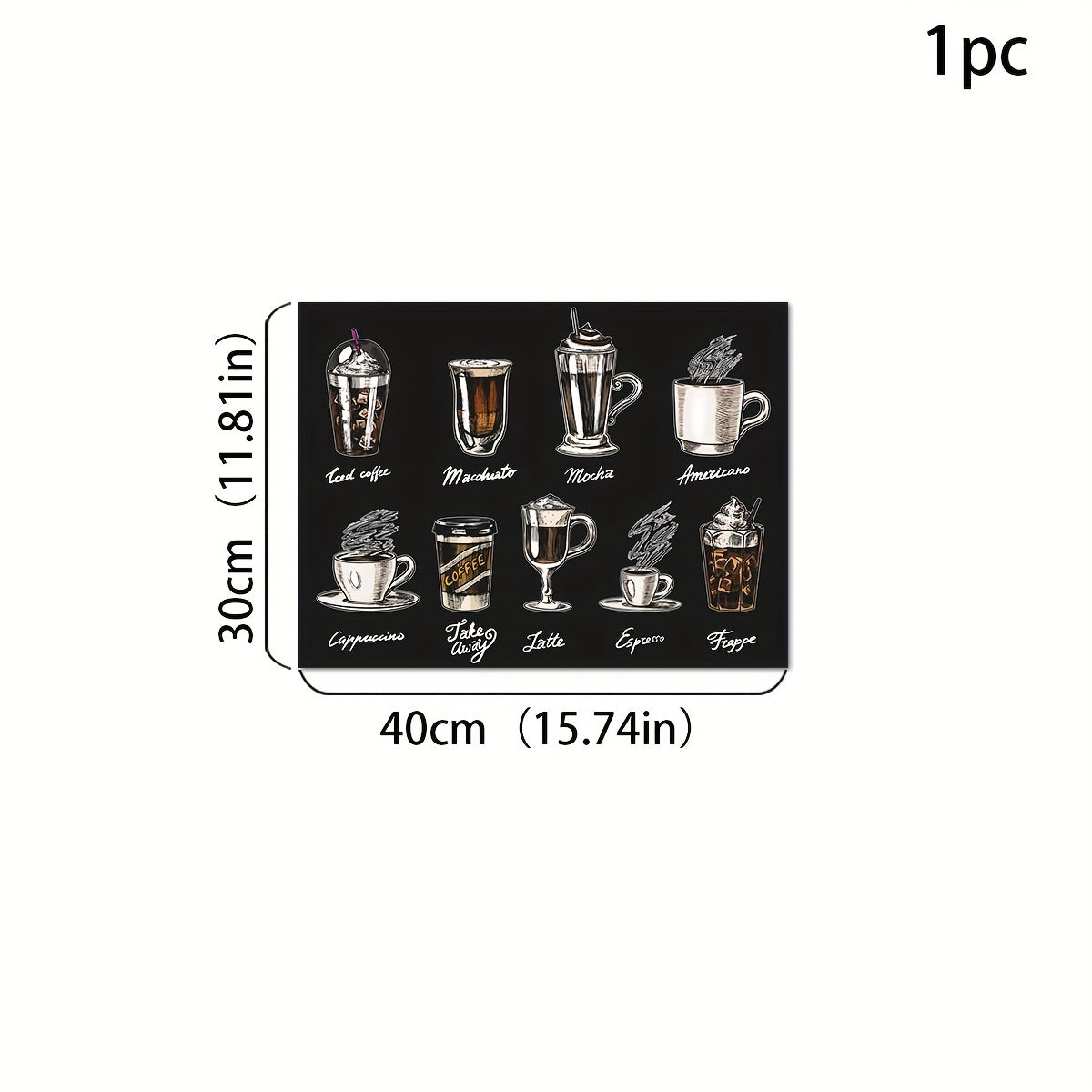 Vintage Coffee Pattern Rubber Dish Mat Kitchen Counter Protector Placemat