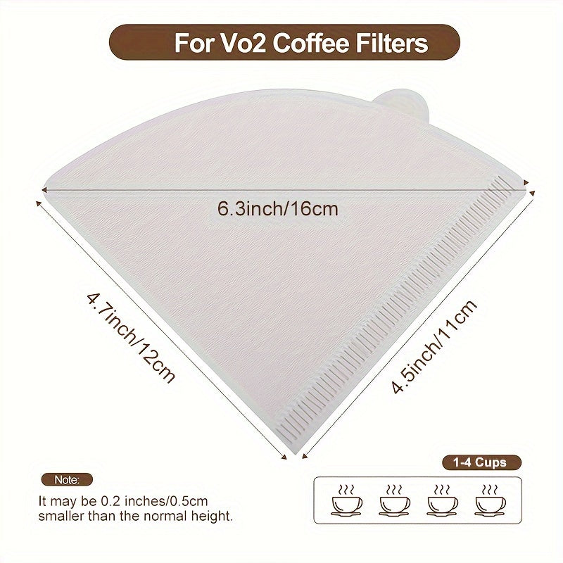 50/100pcs Cone-Shaped Coffee Filter Paper Disposable for Pour-Over Drip Makers