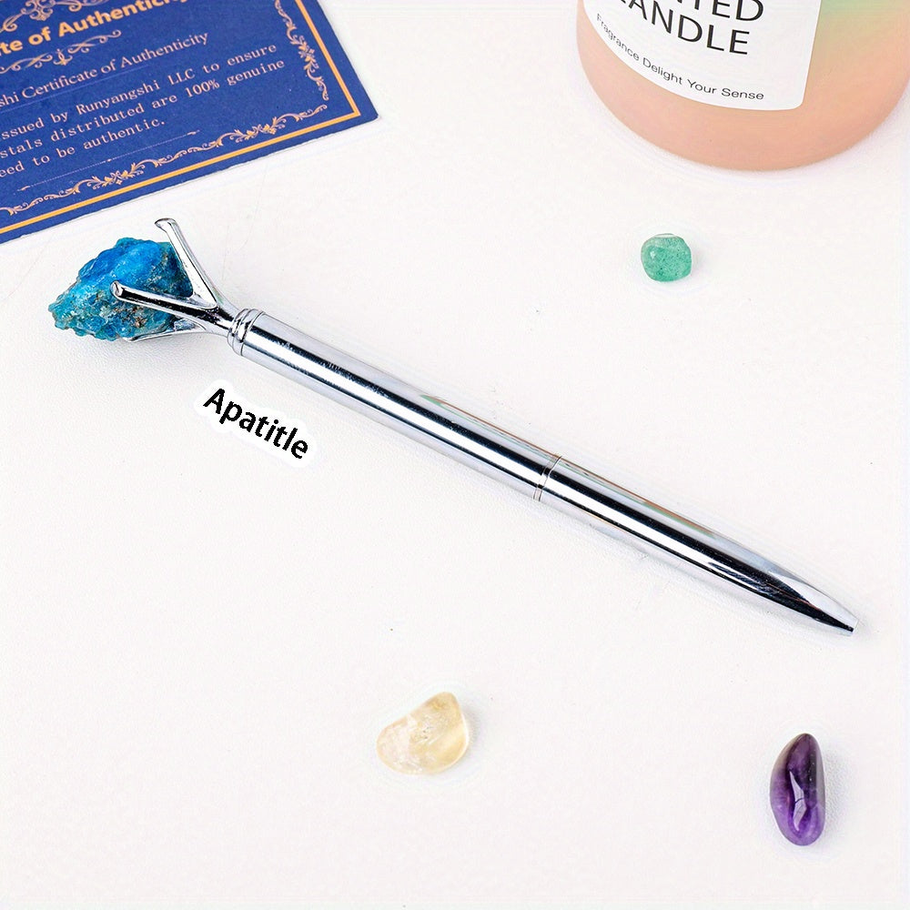 Large Natural Amethyst Crystal Raw Stone Pen Ballpoint for Stationery and Gifts