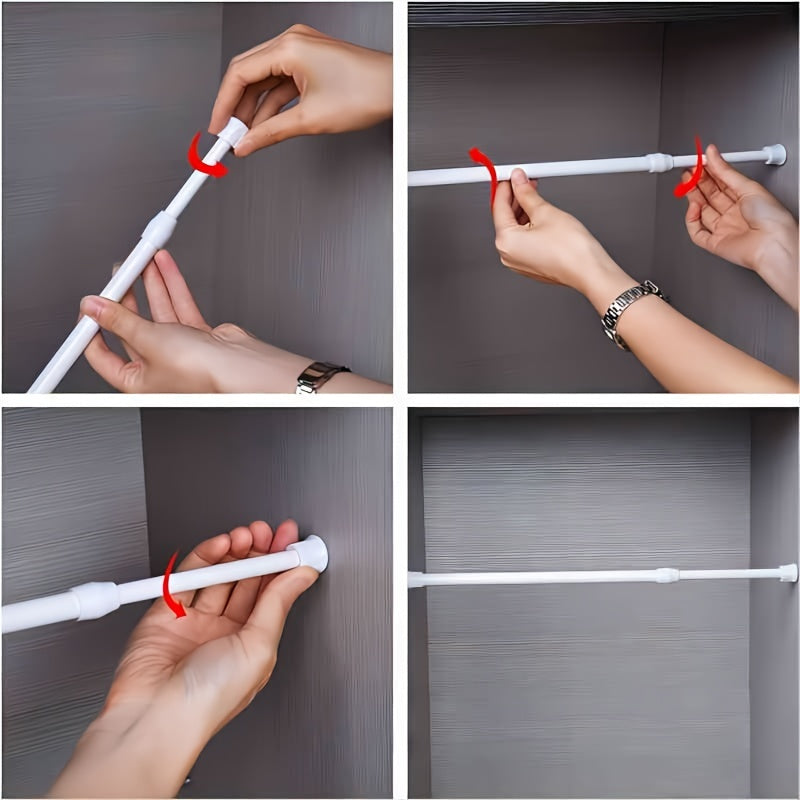 Adjustable Metal Curtain Rods Set with White Ends for Home Decor