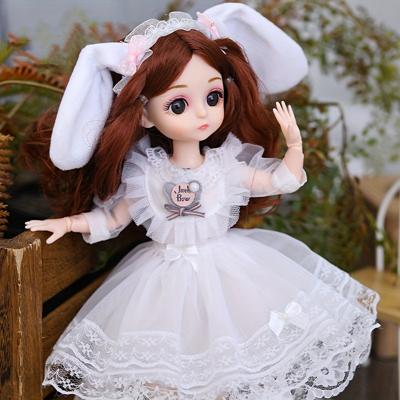 29.97cm Fashion Doll Set with Pink White Outfits for Girls Durable ABS Resin