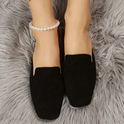 Women's Black Cover Slip-On Mules Flat Shoes with Rubber Sole