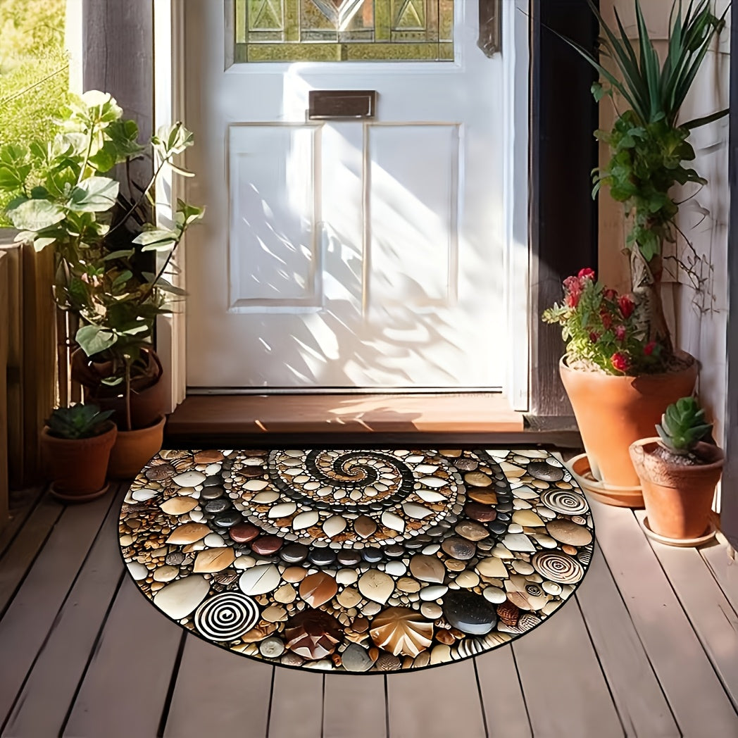 Floral Pebble Welcome Mat Non-Slip Indoor Outdoor Rug Entryway Kitchen Bathroom Patio