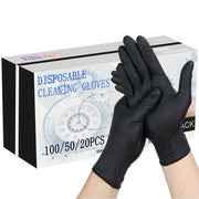 Black Disposable Nitrile Gloves Pack of 100, 50, or 20 for Cleaning, Tattooing, Hair, Pet Care