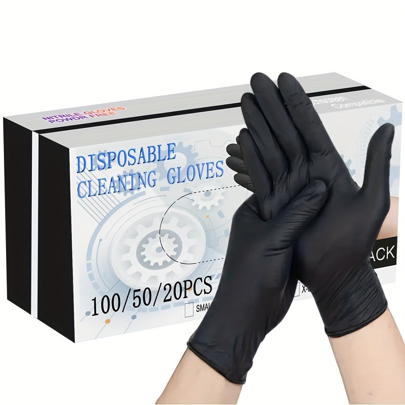 Black Disposable Nitrile Gloves Pack of 100, 50, or 20 for Cleaning, Tattooing, Hair, Pet Care